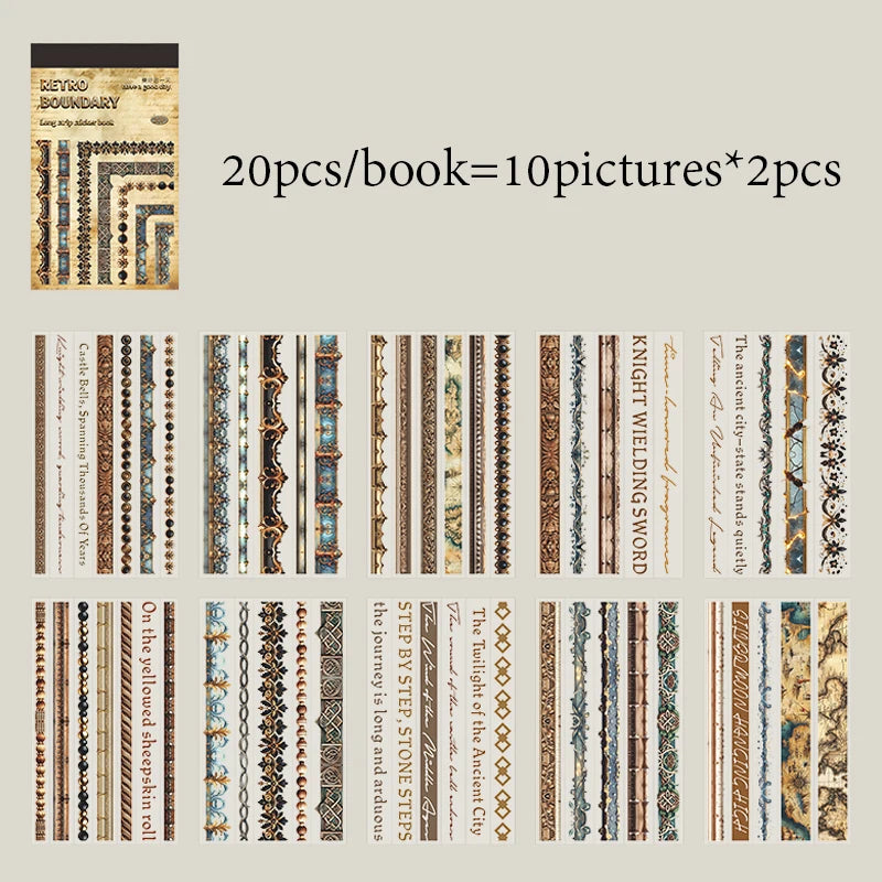 Border Decor Sticker Book, Great for Vintage Scene Collage. Various Elements for Free Creation, Fits Multiple Journal Styles Qme C