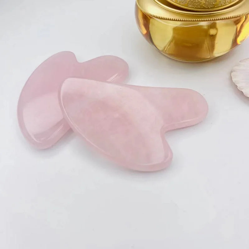 Heart Guasha Stone Face Rose Natural Jade Massage Tool Chin Nose Qme