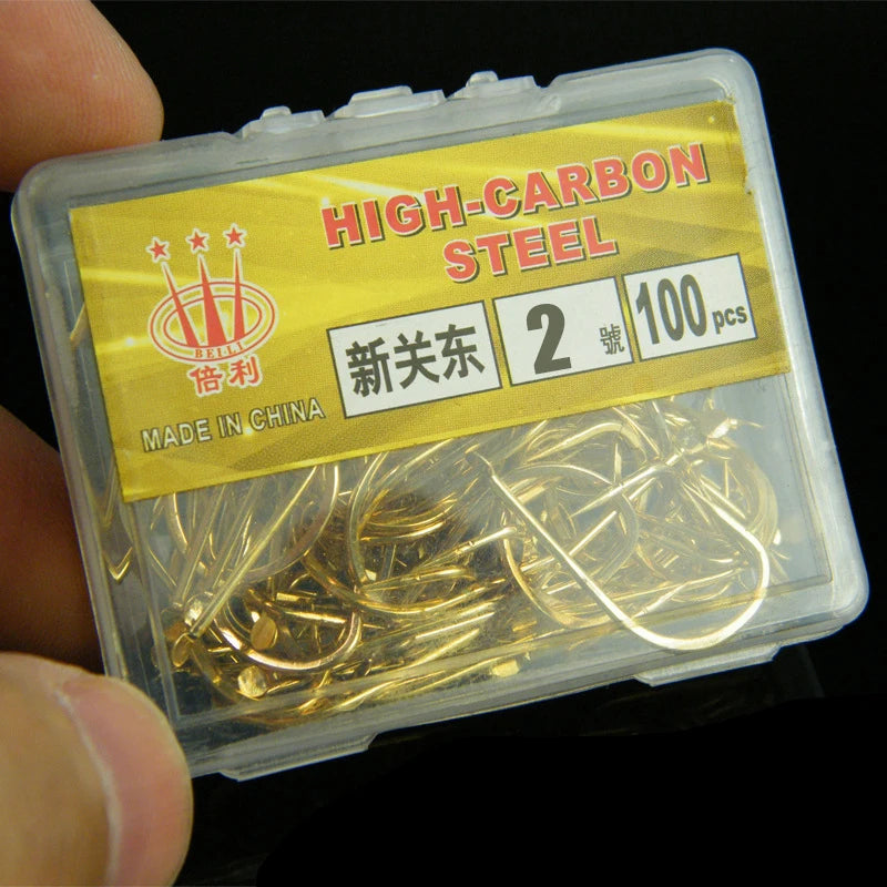 100 Shinkanto Barbless Multi-type Multi-size Goldfish Hooks Long Qme 2