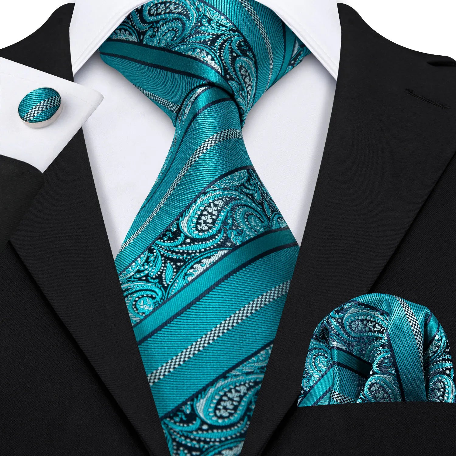 Hi-tie Mens Tie Extra Long Paisley Silk Wedding Men Fashion Design Qme 3505-0455
