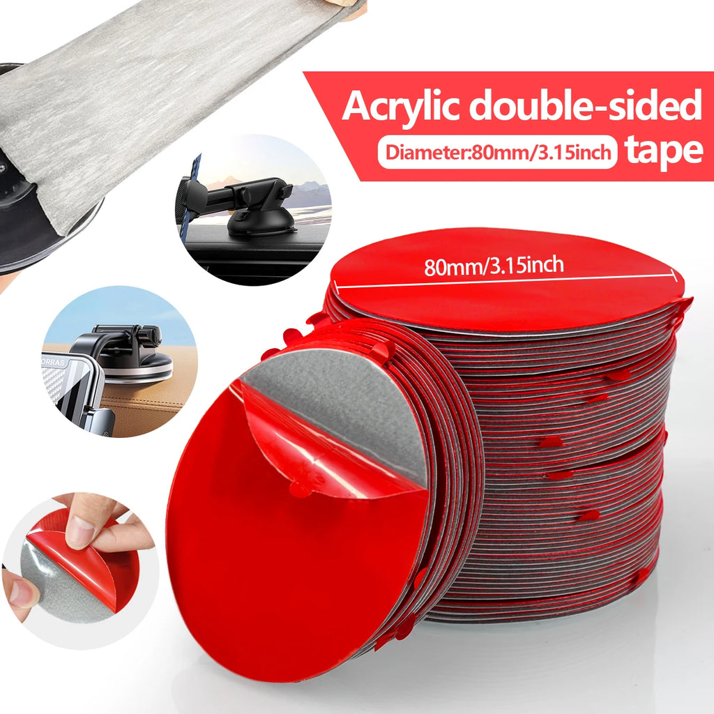 Extra Strong Sticky Adhesive Sticker Pads for Car Dashboard Suction Cup Mounts, Durable Mounting Double-Sided Circle Tape Qme