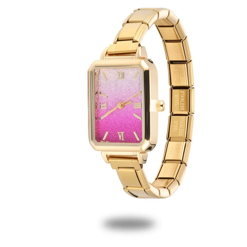 Wholesale 2026 Stainless Steel Watch Head Bracelet 9mm DIY Italian Charm Fashion High Quality Women Men's Premium Square Watches Qme Style 14