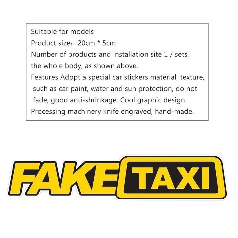 1Pcs Fake Taxi Sticker Funny Car Window Stickers Creative and Personalized Creative Patterns Car Glass Decoration Accessories Qme