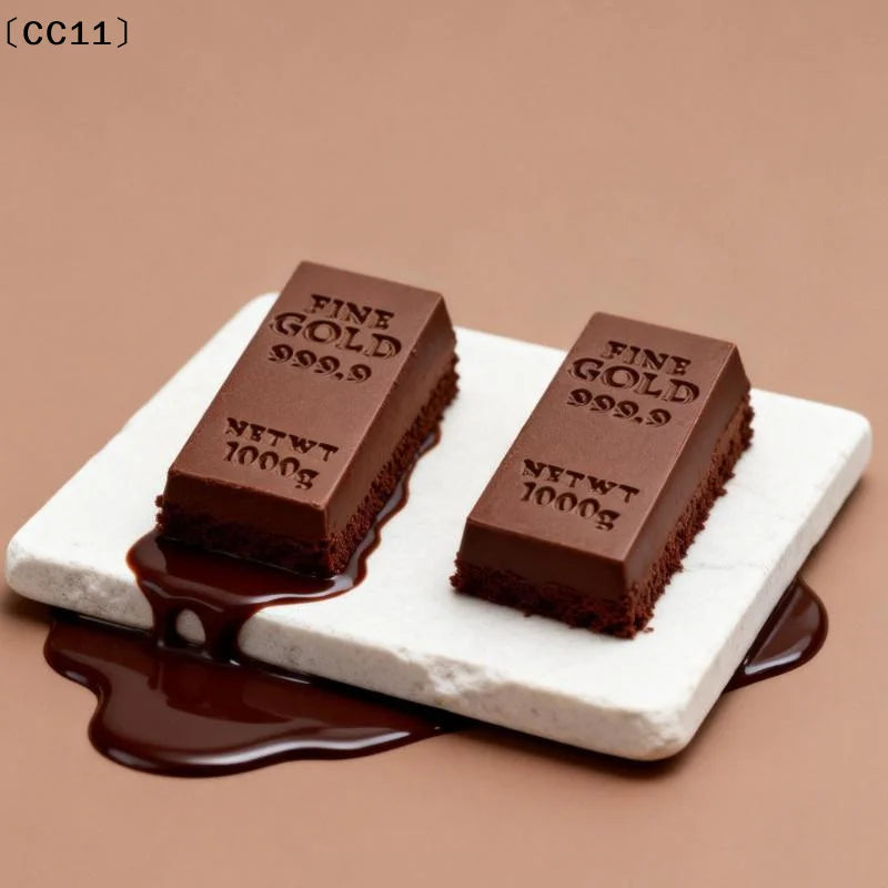 4-Cavity Gold Brick Mousse Cake Mold Bar Nugget Chocolate Dessert Qme