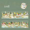 Watercolor Fairy Tale Town Washi Tape, Healing & Relaxing Creative Material, Ideal for Journal Scenery, Collage Qme A