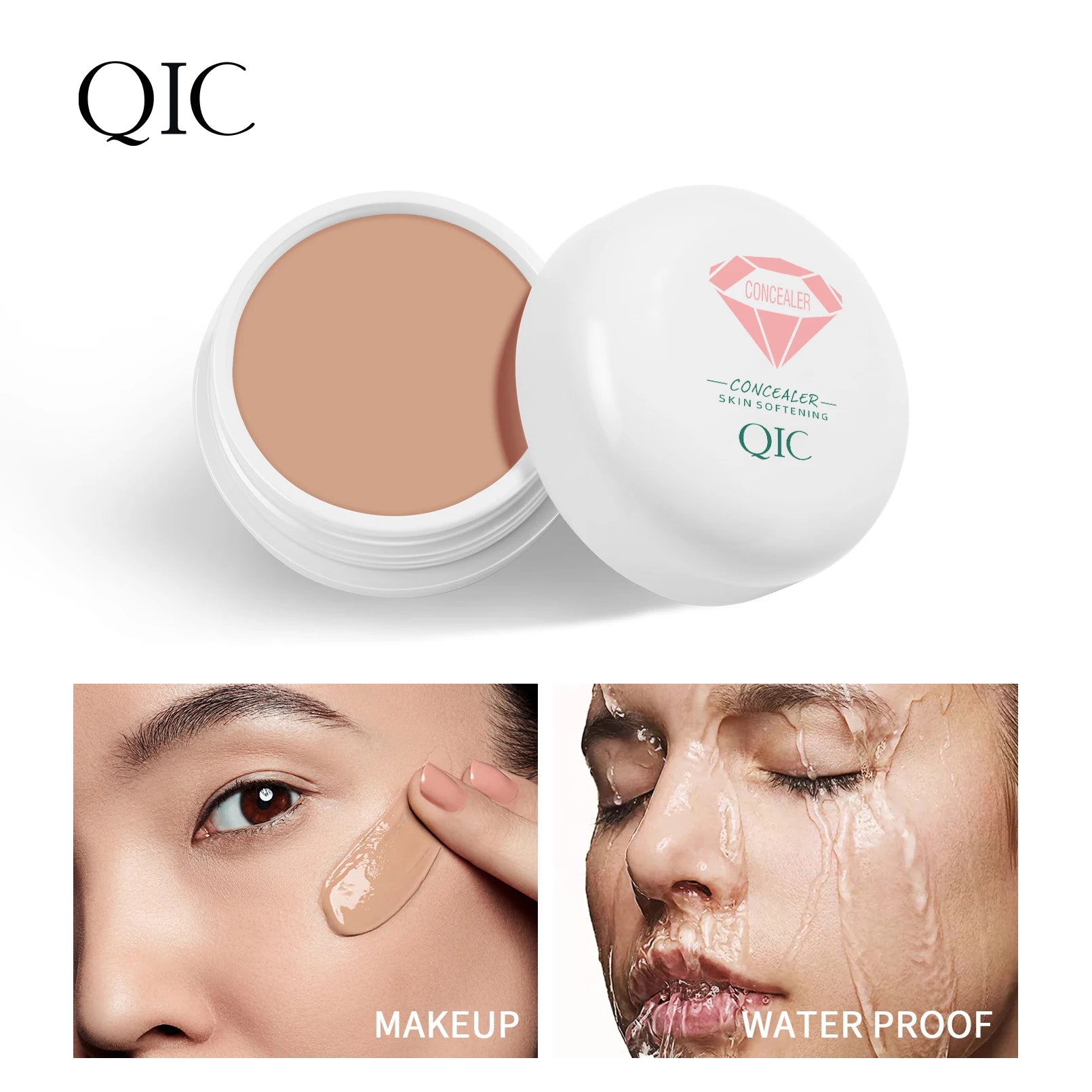 QIC Waterproof & Sweatproof Concealer Cream - Tattoo coverage, Long-Lasting Foundation, Natural,Full coverage, All Skin Types Qme