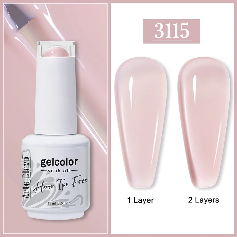 Arte Clavo Jelly Transparent Gel Nail Polish Summer Nude Pink Semi Qme