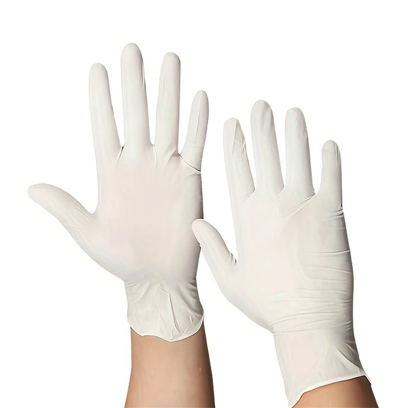 100PCS Disposable Nitrile Waterproof Gloves Dish Washing Kitchen Household Gloves Protective Gloves Multiple Colors Available Qme White S-20pcs