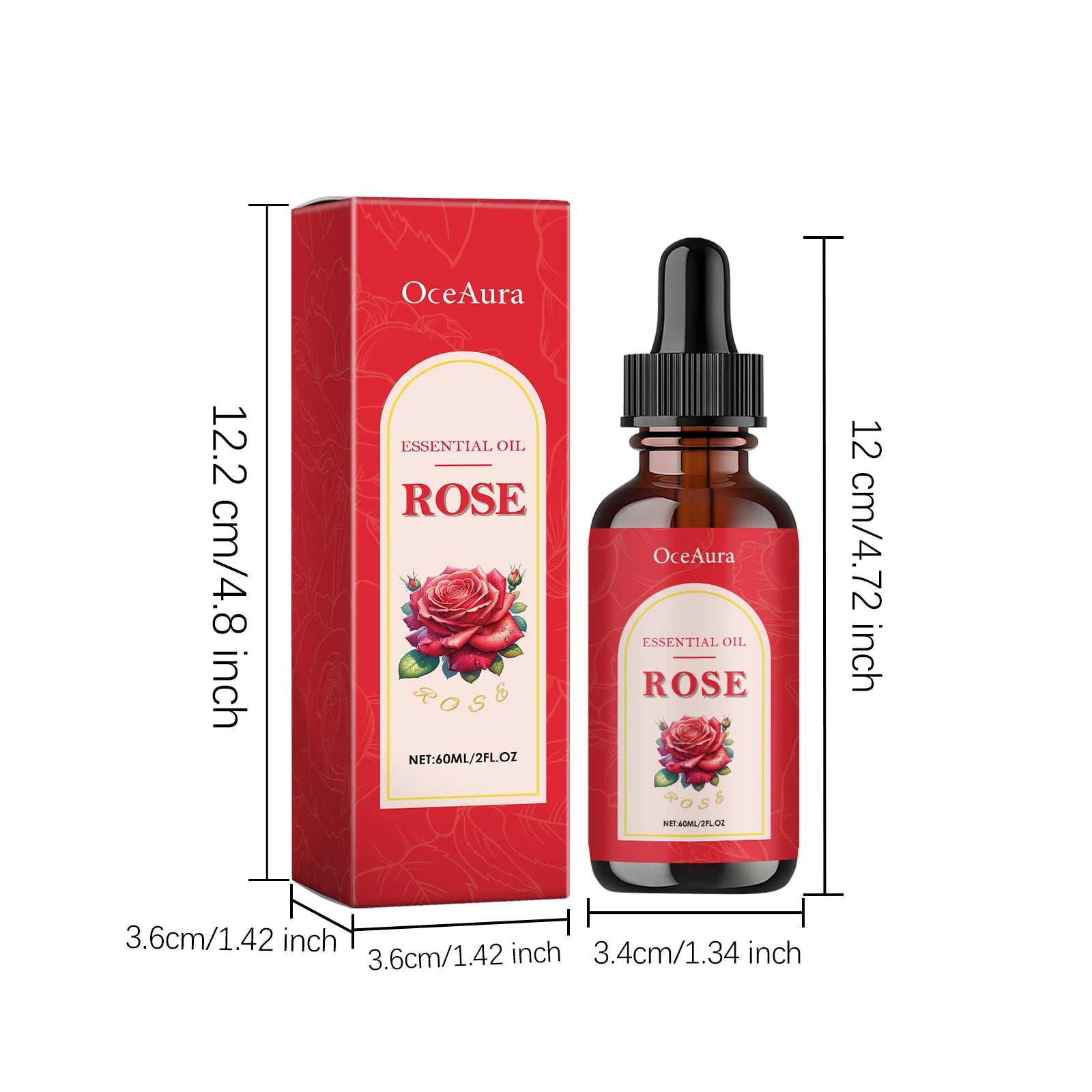 Rose Essential Oil Nourishing Moisturizing Soothing Dryness Skin Soften Delicate Smoothing Massage Essential Oil for Face Body Qme 1Pcs 60ml Boxed