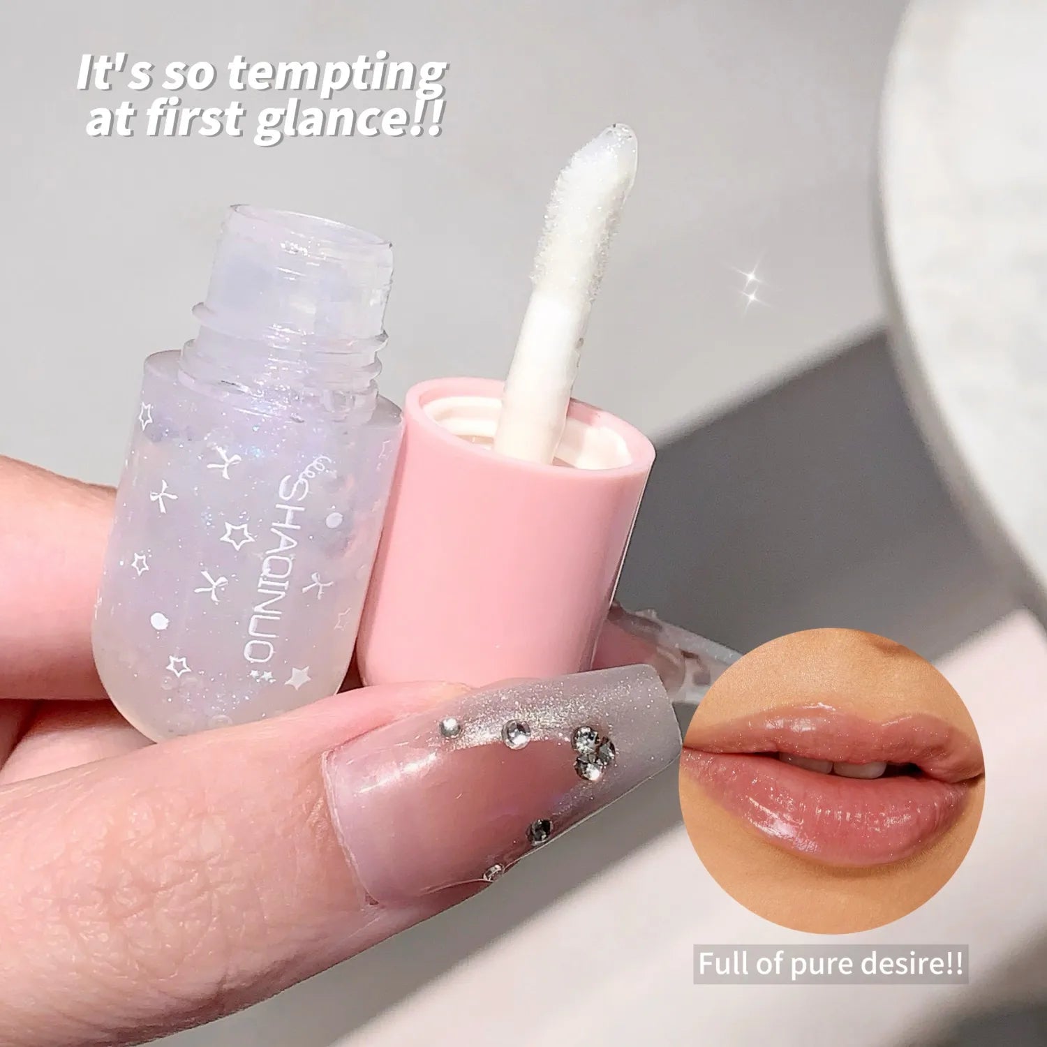 Shimmery Glitter Moisturizing Lip Gloss 6 Colors Highly Pigmented Qme