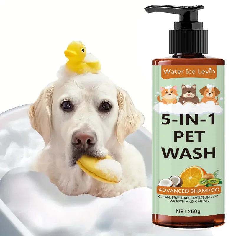 5-in-1 Natural Coconut Pet Shampoo, Conditioner, and Body Wash, Gentle Cleansing, Soothes Skin, Creates Shiny Fur, Safe and Healthy, Suitable for Cats and Dogs Qme