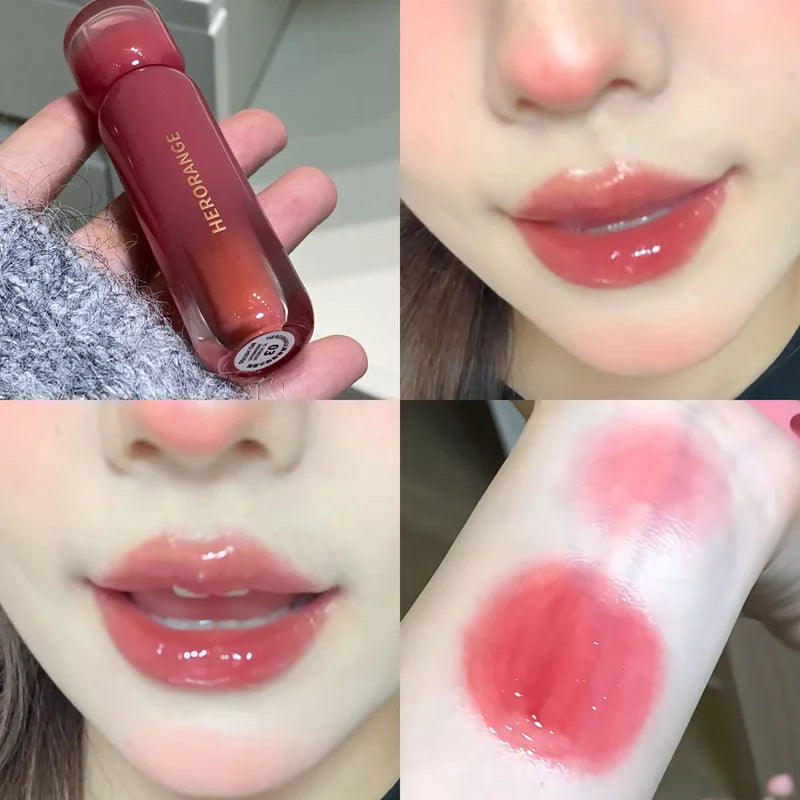 Rose Cherry Tinted Lip Gloss Mirror Watery Hydrating Lip Glaze Plumper Long Lasting Moisturizing Shine Crystal Lip Oil Makeup Qme 03 3g