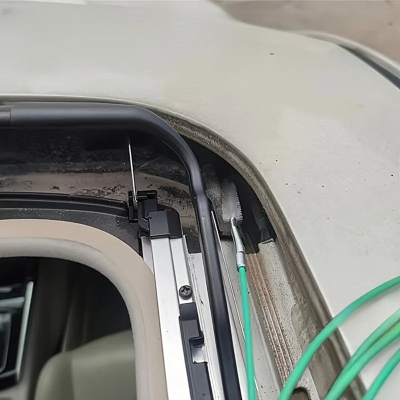 Automobile drainage brush, flexible automobile drainage cleaner, electric-free window and door drainage unclogging device, Qme