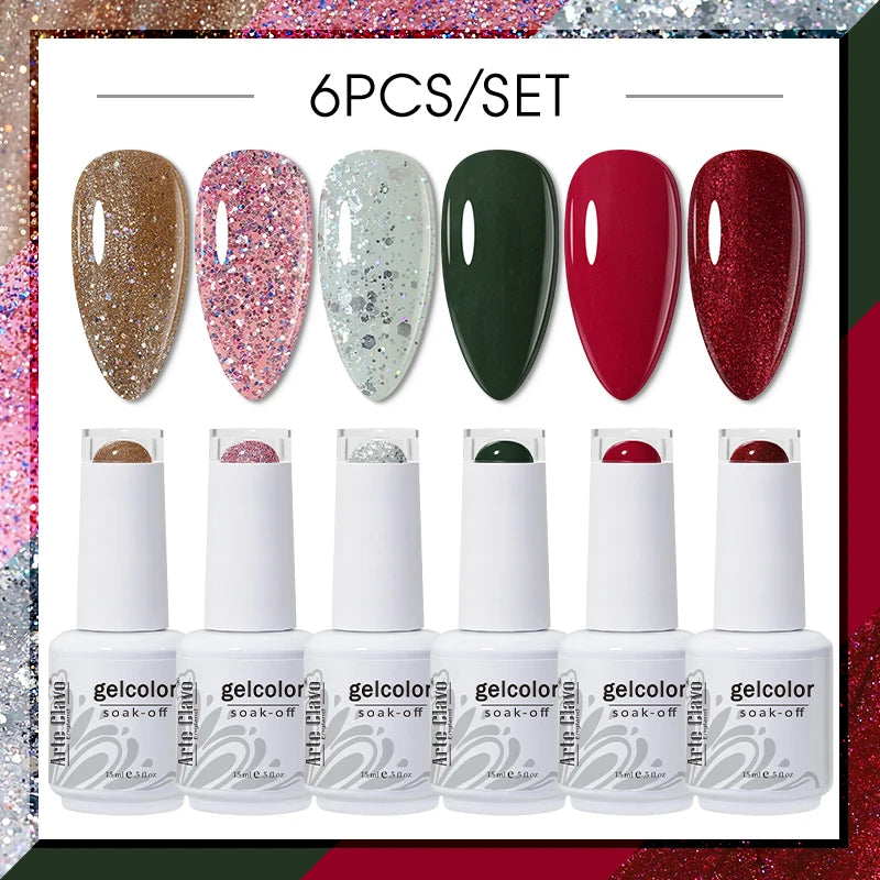 Arte Clavo Glitter Semi Permanent Nail Art LED UV Gel Polish Sparkly