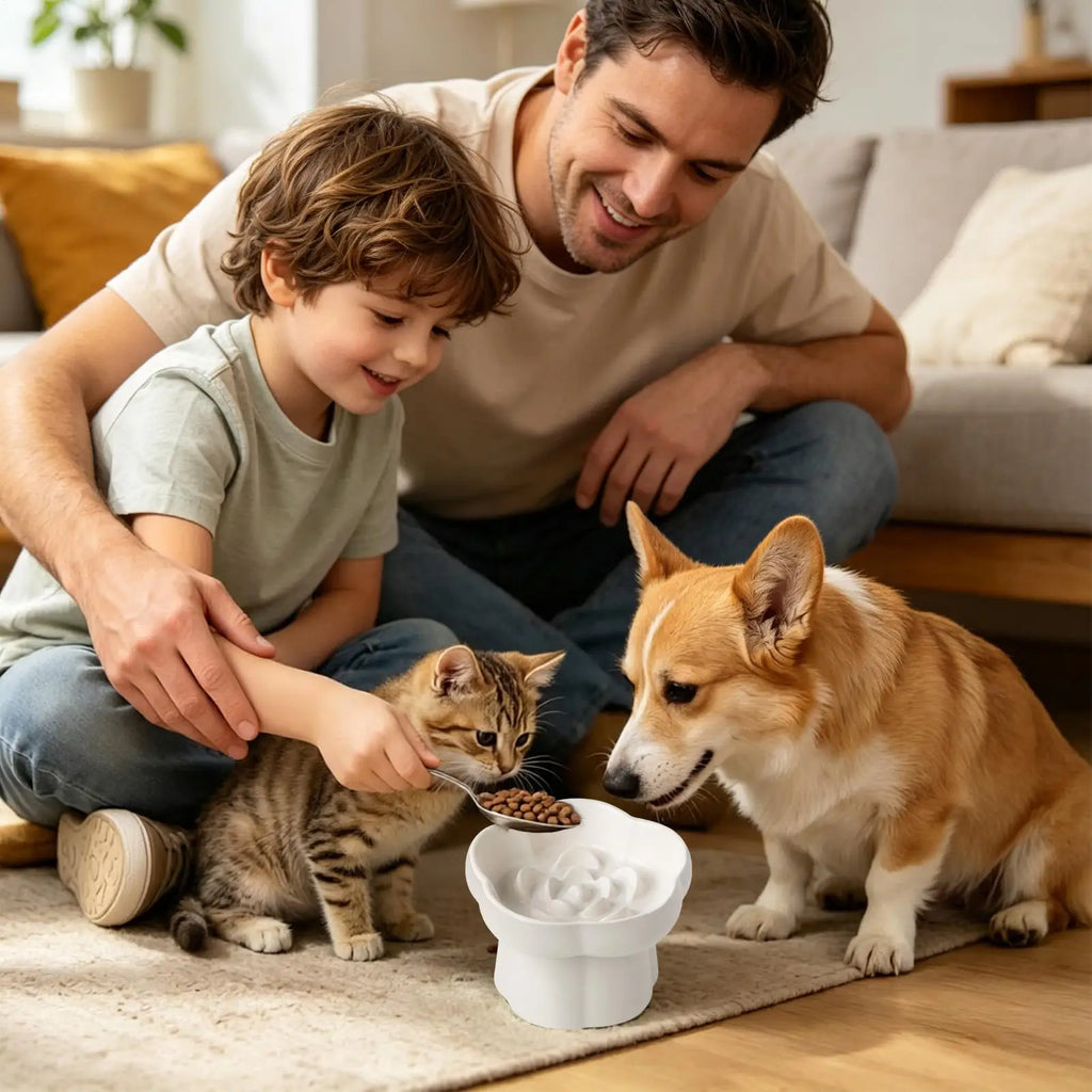 Slow Eating Cat Bowl Elevated Pet Licking Puzzle Bowl Anti-Slip Puppy Slow Feeder for Indoor Home Kitchen Living Room Balcony Qme