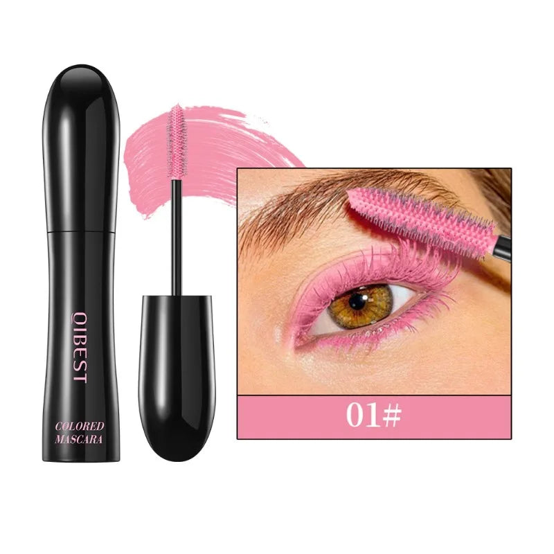 6 Colorful Mascara Waterproof Long-lasting Voluminous & Lengthening, Smudge-Proof for Halloween Costume Party & Stage Makeup Qme 01 pink