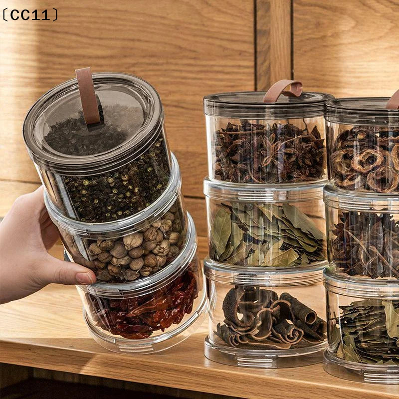 Sealed Jars Kitchen Seasoning Organizer Airtight Stackable Bottle Qme