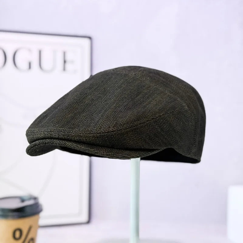 Vintage Canvas Cap Organic Cotton Linen Artist Hat Unisex Retro Qme GRAY