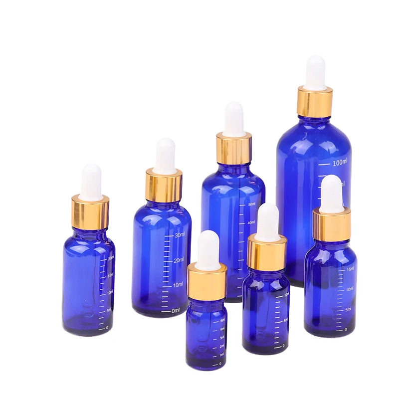 Dropper Bottles Blue Glass Reagent Eye Drop Pipette Scale Refillable Qme 100ml