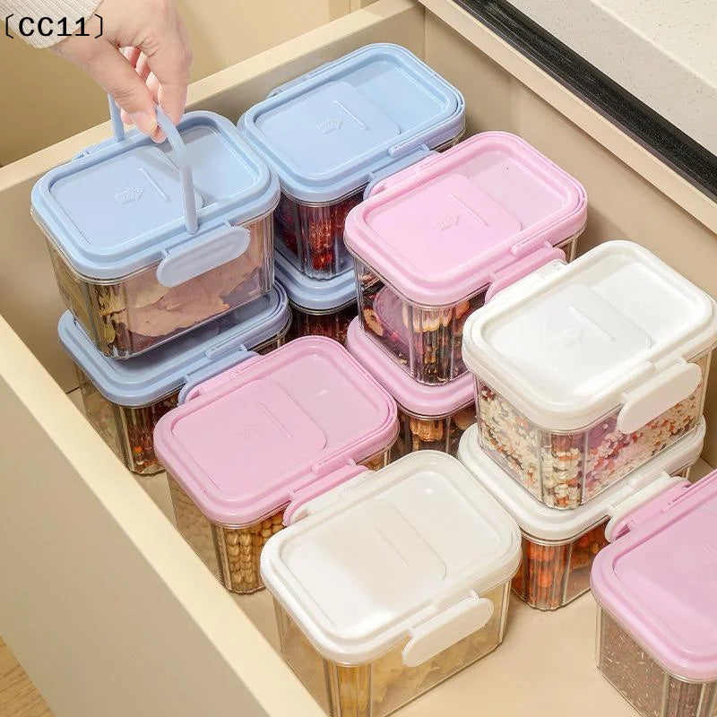 Airtight Plastic Food Storage Containers Handle Lids Leakproof Qme