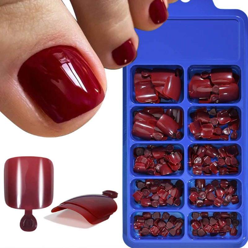 Fake Toenail Natural Solid Press Toe Foot Full Cover Square Nails Art Qme