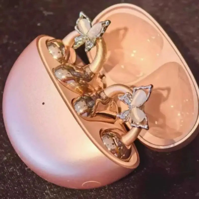 1Pair Fashion Headphone Decoration Clip Removable Diameter Buckle Diamond Butterfly Shape Decorative For Bluetooth Earphone Qme Silver