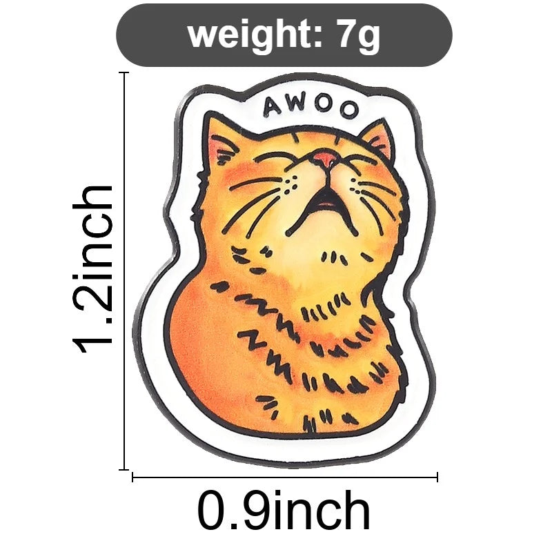 Japanese Style Funny Orange Cat Metal Enamel Brooch Cartoon Chubby Kitten Lapel Pin Cute for Backpack Clothes Jewelry Decor Qme