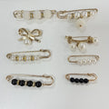 8Pcs women's black and white trouser waist pearl pin adjustment fixed clothes, pants waist circumference change small accessorie Qme 8pcs