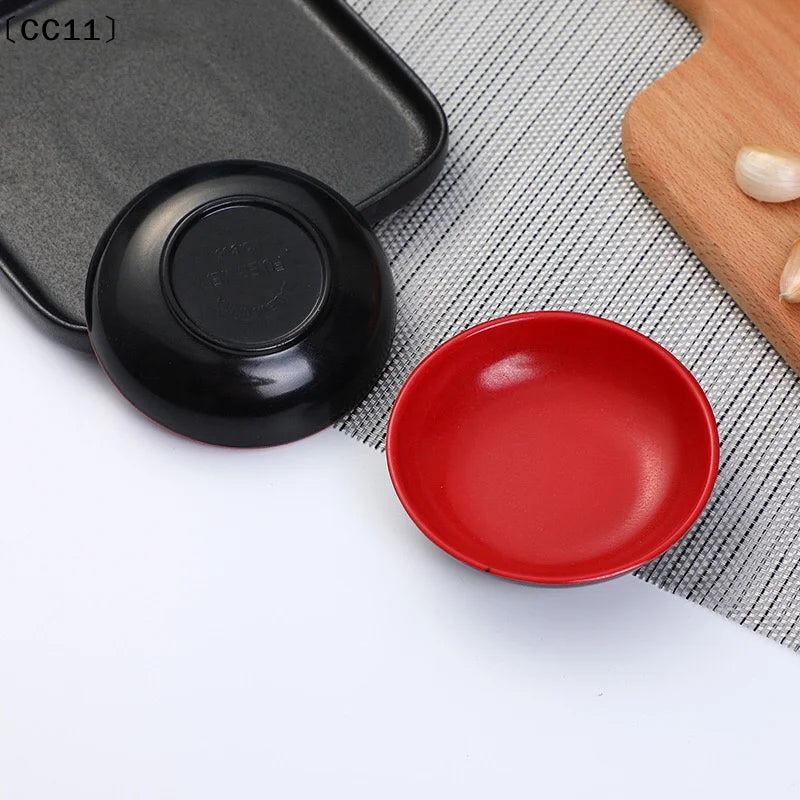 Red Black Round Sauce Dishes Food Dipping Bowls Melamine Seasoning Qme