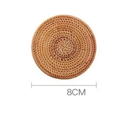 Placemat Pad Coasters Kitchen Table Mats Rattan Coaster Bowl Mats Padding Mat Insulation Pad Round Placemats Woven Hand-made Qme 8cm