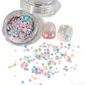 1 Box Colorful Heart Star Glitter Nails Flakes Sparkling Diamond Qme A