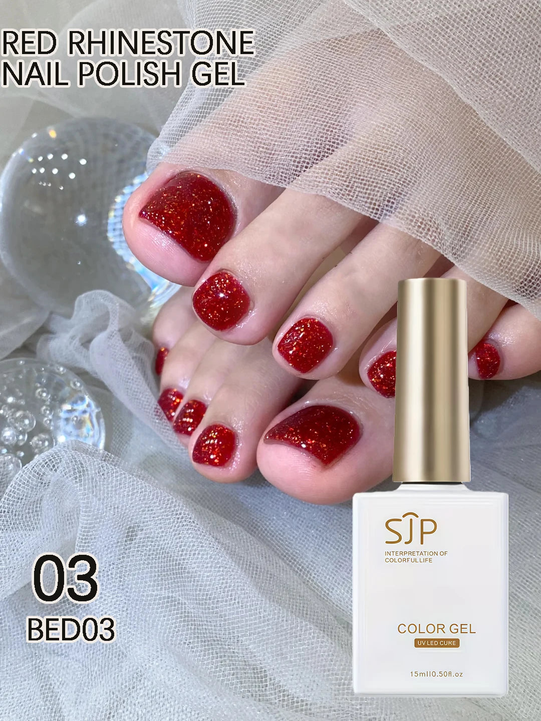 Burgundy Rhinestone Gel Nail Polish DIY Artistic Art Perfect Qme 03