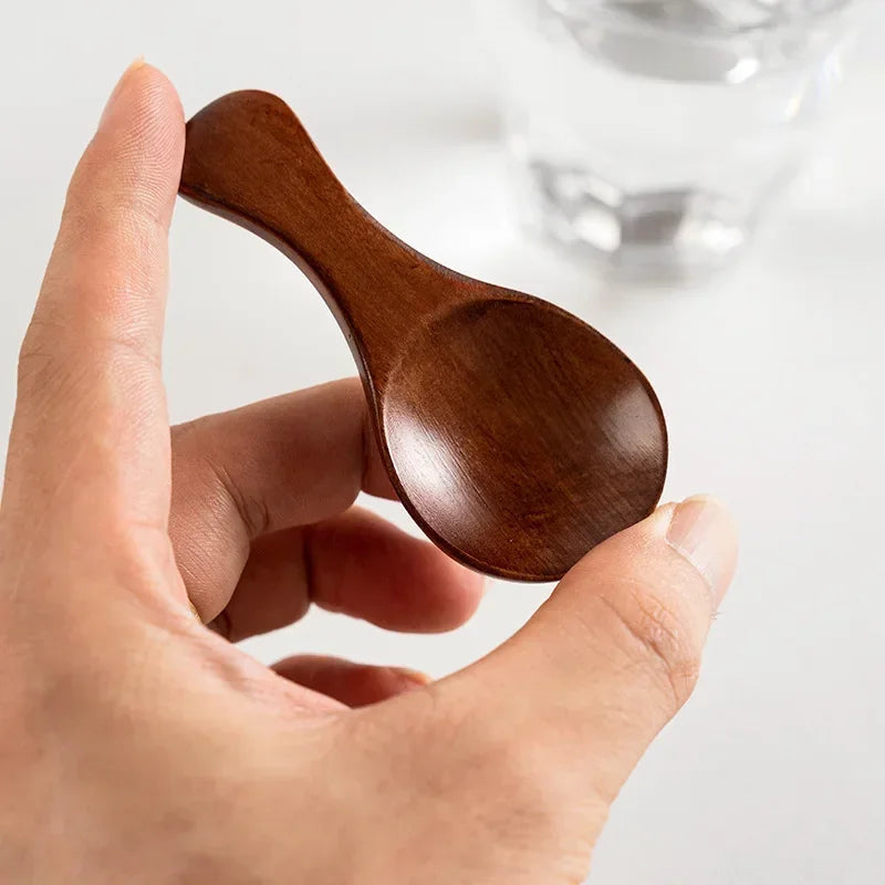 Mini Wooden Spoons Small Kitchen Spice Condiment Spoon Sugar Tea Coffee Scoop Short Handle Wood Kids Spoon Kitchen Gadgets Qme