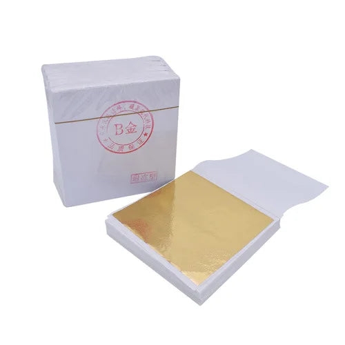 100pcs Art Craft Design Paper 9cm Sheets Practical Imitation Gold Silver Rose Gold Leaf for Gilding DIY Craft Party Decoration Qme 100pcs gold