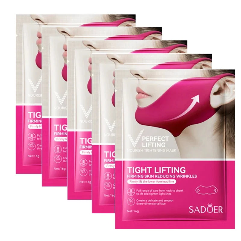 V-Shape Firming Face-lift Slimming Mask Removal Masseter Muscle Double Chin Face Fat Burning Anti-aging Beauty Products New Qme 5pc