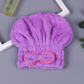 Microfibre Quick Hair Drying Bath Spa Bowknot Wrap Towel Hat Cap Qme Purple