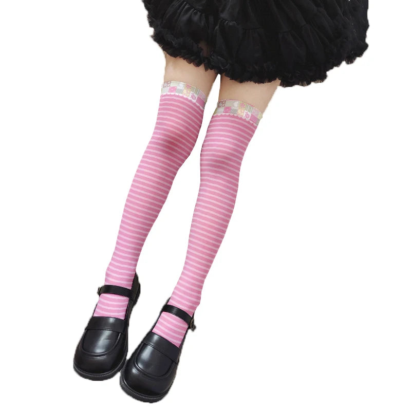 Cute Sweet Loli Stockings Fashion 3d Printing Striped Love Kawaii Qme style13 One Size