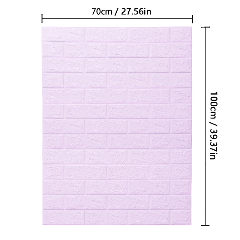 3D Brick Pattern Wall Sticker DIY Self-adhesive Living Room Home Qme purple 70X300cm
