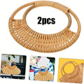 Rattan Bag Handles DIY Woven Bag Accessories Circular Handmade Wicker Purse Handle Replacement For Bag Handbag Making Supplie Qme 2pcs