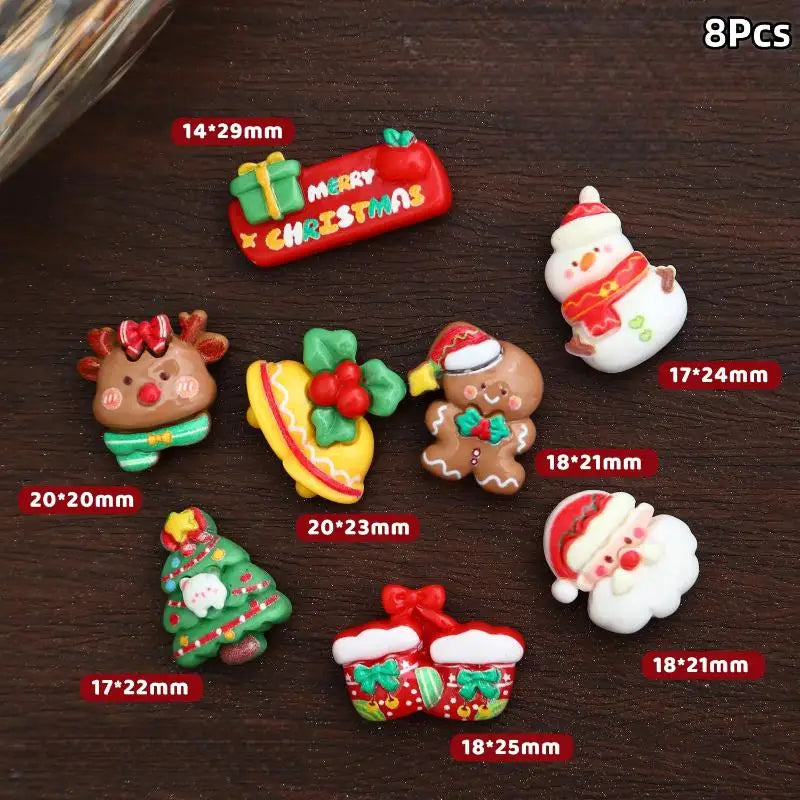 8/9Pcs Resin Christmas Fridge Magnets Cartoon Santa Claus Snowman Christmas Tree Refrigerator Magnet Decorations New Year Gift Qme A3