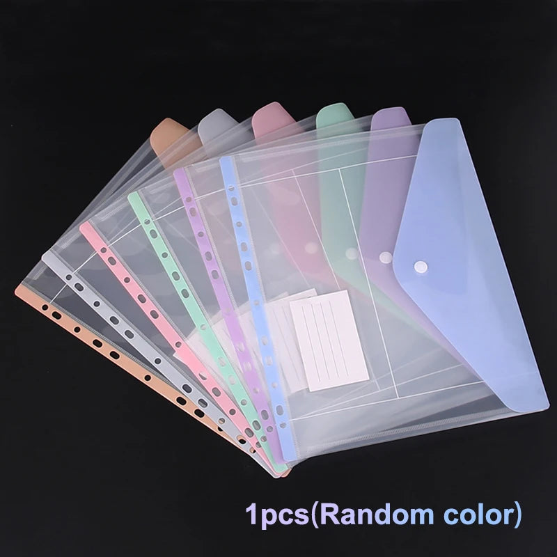 A4 Long File Bag Loose Leaf Transparent Data Book 11Hole Organizer Qme A1 1pcsRandom color