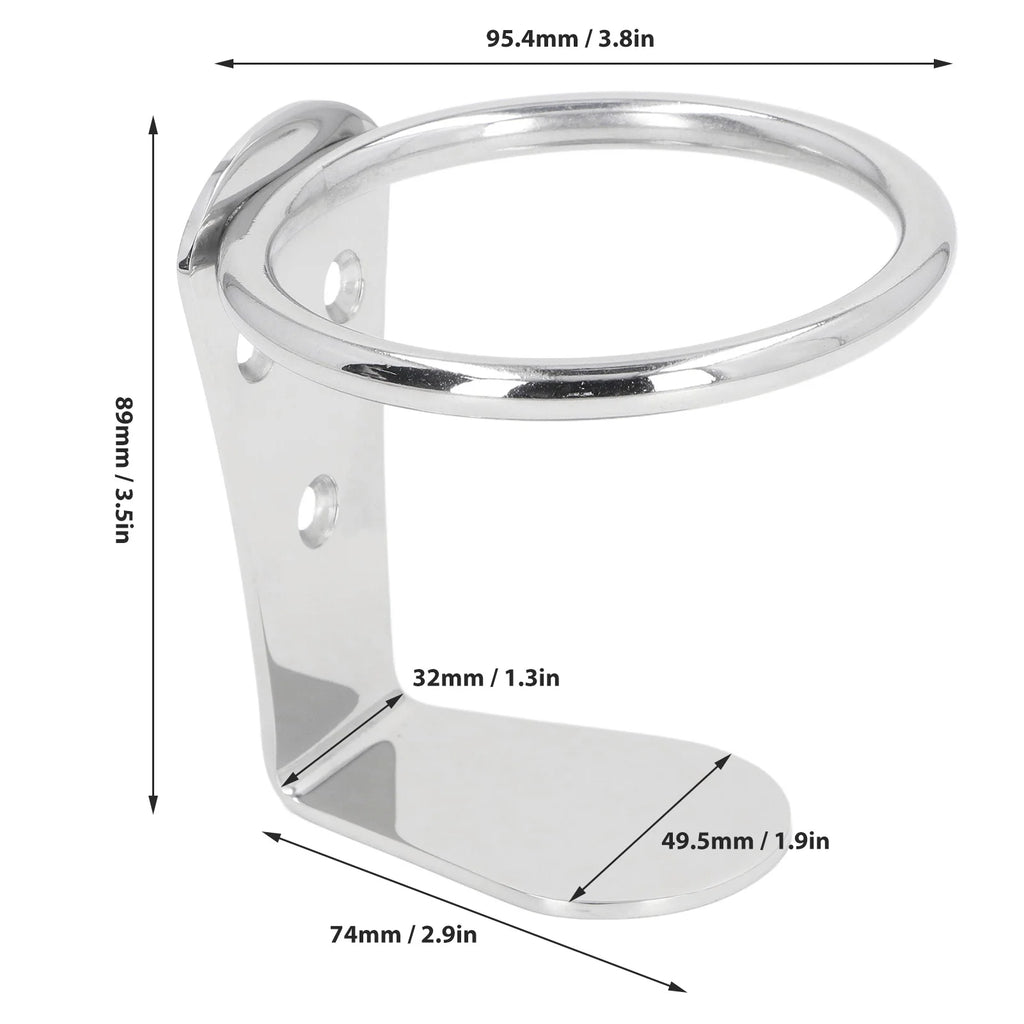 Boat Drink Holder Stainless Steel Rustproof Wall Mount Single Boat Drink Mug Holder for RV Yacht Ringlike Boat Cup Holder Qme