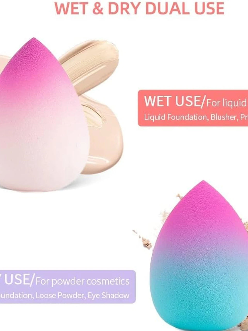 Ombre Makeup Sponges Beauty Sponge Blender Soft Wet Dry Qme