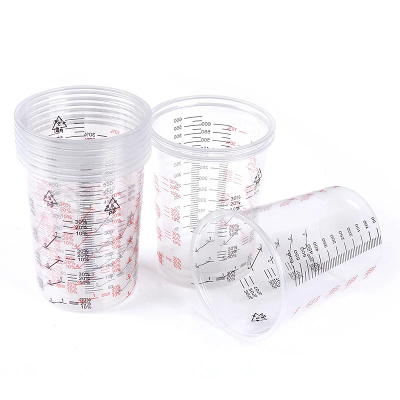 10Pcs 600ml Plastic Paint Mixing Cups Mixing Pot Paint Mixing Calibrated Cup. Qme Default Title