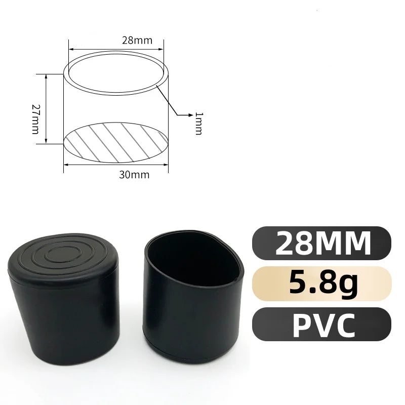 8-32PCS PVC Soft Rubber Round Tube Stainless Steel Cap Anti Slip Wear Resistant Silent Table Chair Floor Protective Rubber Cover Qme 28MM 8PCS