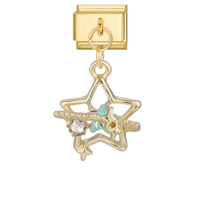 Luxurious Italian Steel Stainless Pendants Inlaid Artificial Zircon