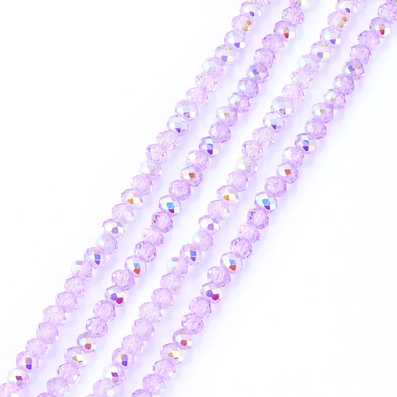 3mm Faceted Round Glass Beads AB Color Crystal Beads Strands Briolette Rondelle Crystal Beads Spacers for Jewelry Making DIY Qme Color 2 3mm-110pcs