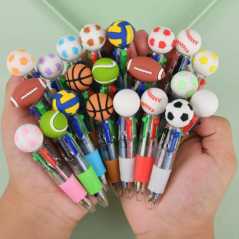 Football Basketball Four Ballpoint Pens Multicolor Ink School Office Qme