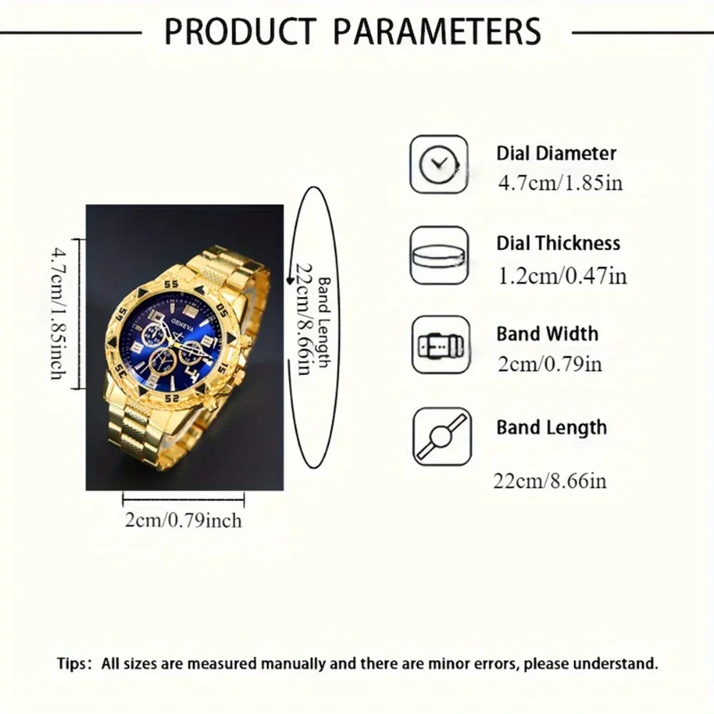 2026 Blue light glass men's watch steel strap quartz watch three eye business casual watch Qme