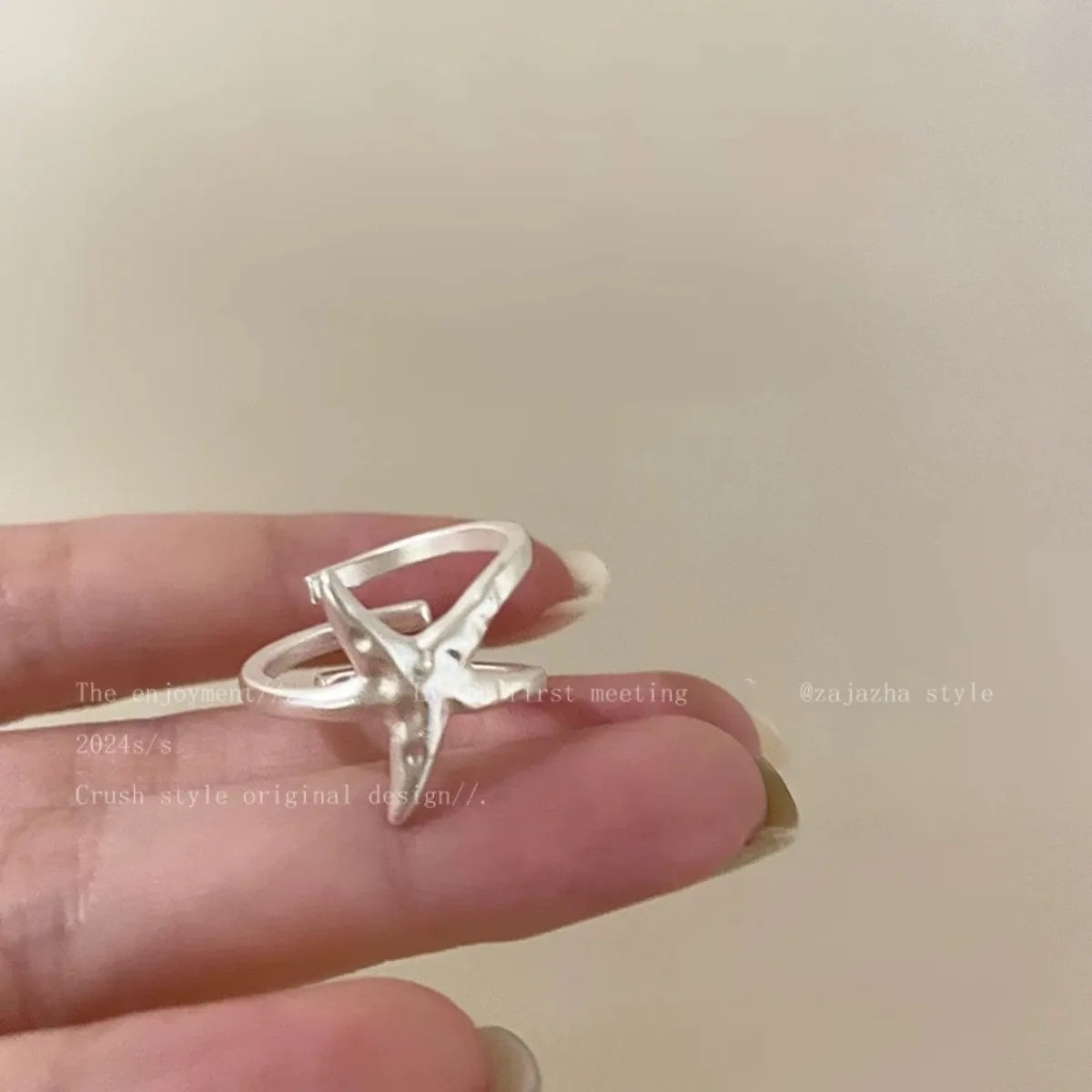 Rings for Women Vacation Style Sense of Design Couple Minimalist Handmade Simple Blue Star Ring Party Jewelry Gift Versatile Qme
